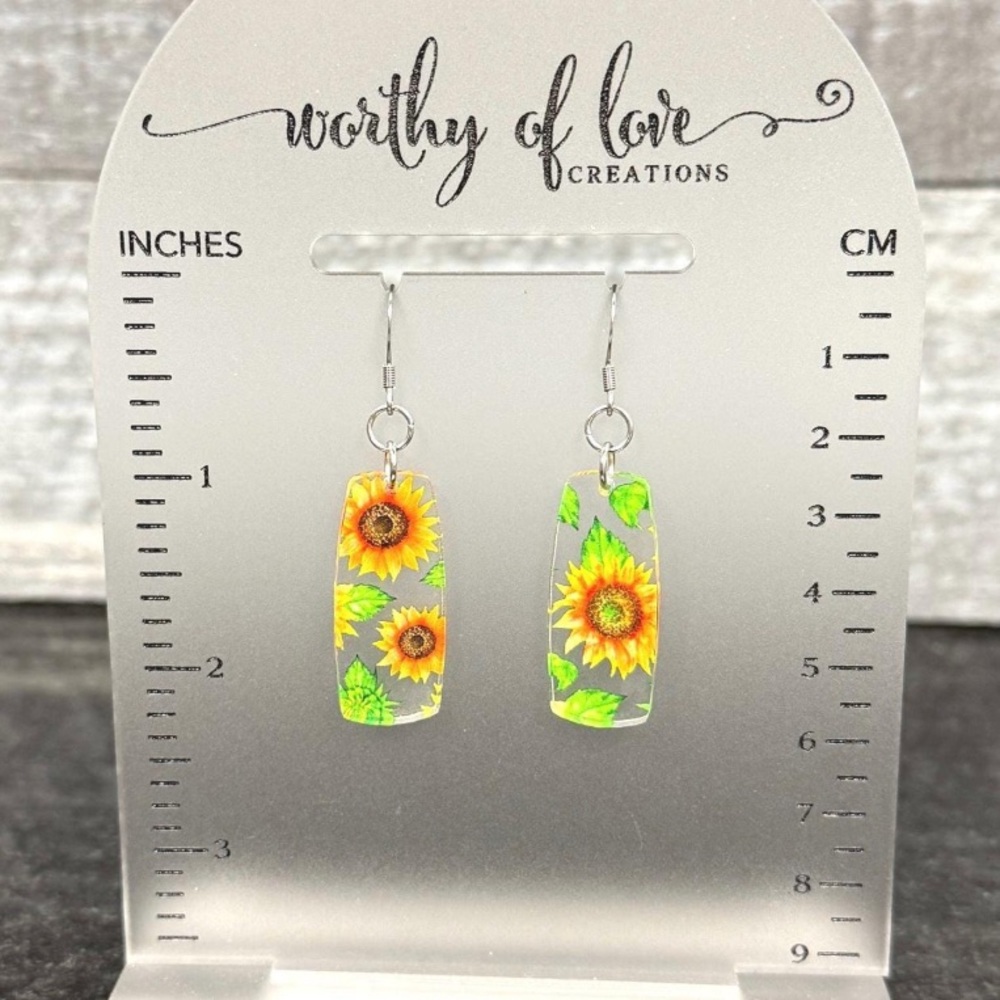 Sunflower earrings stainless steel and acrylic New Handmade
